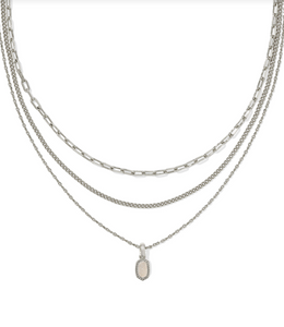 Kendra Scott Mini Elisa Triple Strand Necklace Iridescent Drusy