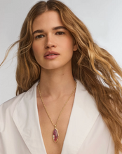 Load image into Gallery viewer, Kendra Scott Ophelia Large Long Pendant Gold - Light Mauve Illusion
