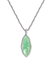 Load image into Gallery viewer, Kendra Scott Ophelia Large Long Pendant Rhodium - Mint Iridescent Abalone shell
