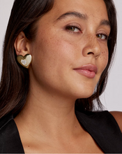 Load image into Gallery viewer, Kendra Scott Sasha Heart Stud Earrings Gold Ivory Mother of Pearl
