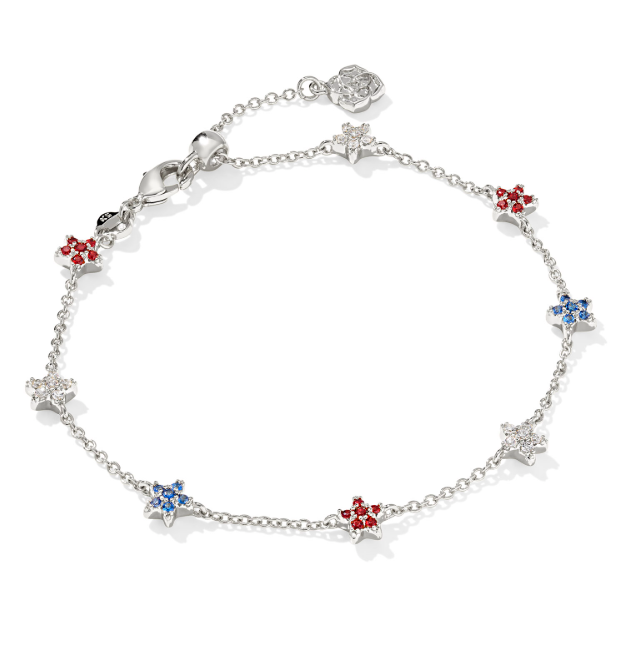 Kendra Scott Sierra Star Crystal Chain Bracelet Red, White, and Blue