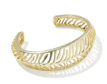 Load image into Gallery viewer, Kendra Scott Tiger Striped Mikki Gold Cuff Bracelet M/L
