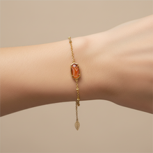 Load image into Gallery viewer, Kendra Scott Tiger Striped Orange Agate Elaina Gold Bracelet
