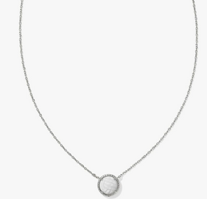 Kendra Scott Volleyball Pendant Necklace White Mother of Pearl in Gold or Silver