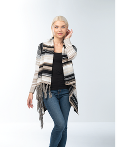 Khaki Striped Cardigan