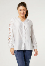 Load image into Gallery viewer, Kiana Top with Crochet Detail - White S/M, L/XL, XXL
