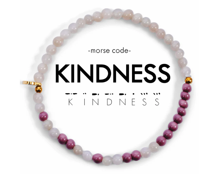 Kindness Light Gray Quartz/Lilac Morse Code Bracelet