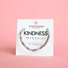 Load image into Gallery viewer, Kindness Light Gray Quartz/Lilac Morse Code Bracelet
