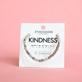 Kindness Light Gray Quartz/Lilac Morse Code Bracelet