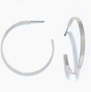 Large Polished Silver Hoop Earrings