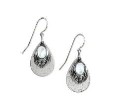 Layered Silver Mother of Pearl Tear Drop Earrings