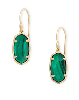 Kendra Scott Lee Earrings Gold Green Malachite