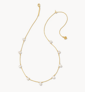 Kendra Scott Gold Leighton Pearl Necklace In White Pearl
