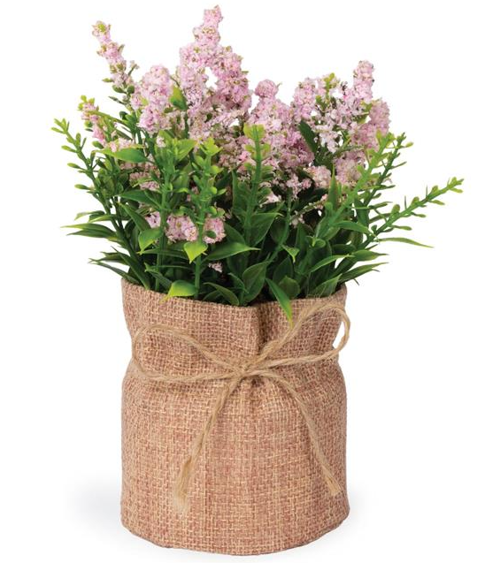 Light Pink Floral in Burlap Bag