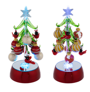 Light Up Christmas Tree with Cardinal Ornaments