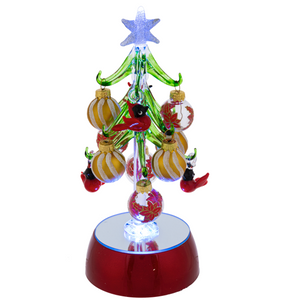 Light Up Christmas Tree with Cardinal Ornaments