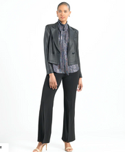 Load image into Gallery viewer, Liquid Leather Cropped Tuxedo Blazer Black
