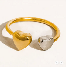 Load image into Gallery viewer, Loanni 18K Non-Tarnish Two Tone Heart Ring
