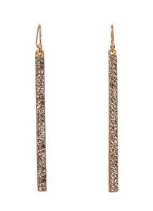 Long Crystal Linear Earrings Gold