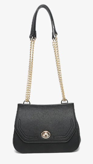 Lottie Crossbody Bag with Chain Handle in Black