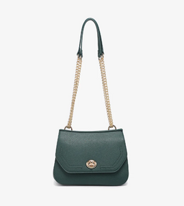 Lottie Vegan Chain Crossbody in Hunter Green