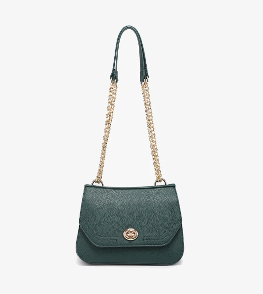 Lottie Vegan Chain Crossbody in Hunter Green