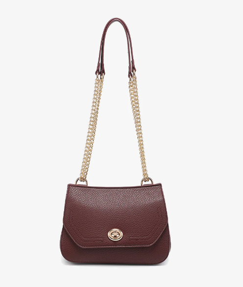 Lottie Vegan Chain Crossbody in Sangria