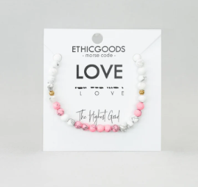 Love Pink Howlite Morse Code Bracelet