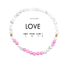 Load image into Gallery viewer, Love Pink Howlite Morse Code Bracelet
