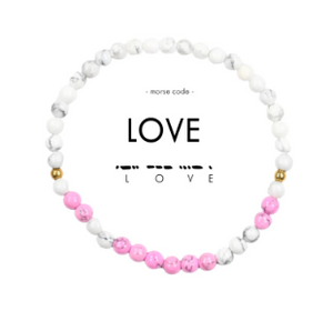 Love Pink Howlite Morse Code Bracelet