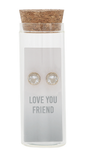 Love You Friend - 14K Gold Plated Earring in a Bottle