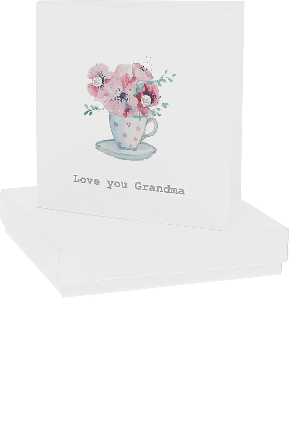 Love You Grandma gift Card with Sterling Silver and Cubic Zirconia Earrings