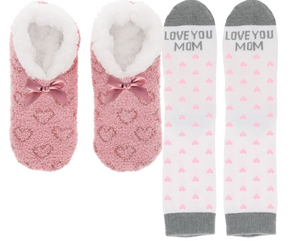 Love You Mom Slipper  & Sock Gift Set