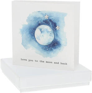 Love You To The Moon and Back Gift Card with Sterling Silver Star Earrings