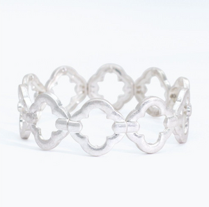 Matte Silver Linked Clover Bracelet