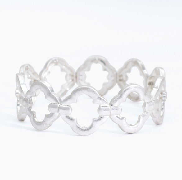 Matte Silver Linked Clover Bracelet