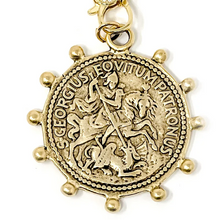 Load image into Gallery viewer, Matte Gold Paperclip Necklace w/ Gold St. George Medallion
