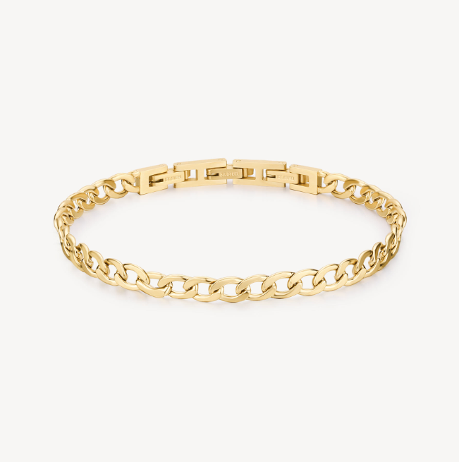 Men's Stainless Steel Gold Curb Chain Bracelet by Brosway