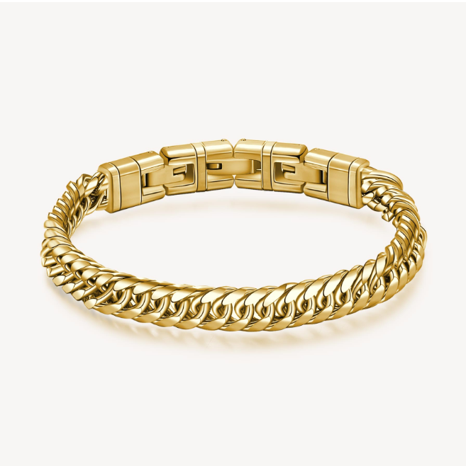 Men's Stainless Steel Gold Groumette Chain Bracelet by Brosway