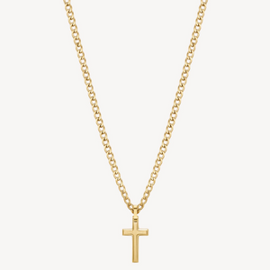 Men's Stainless Steel Gold Necklace with Cross Shaped Pendant by Brosway