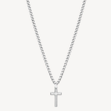 Load image into Gallery viewer, Men&#39;s Stainless Steel Necklace with Cross Shaped Pendant by Brosway
