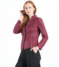 Load image into Gallery viewer, Merlot Liquid Leather Jacket by Clara Sunwoo
