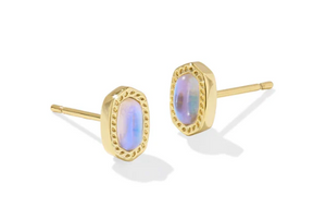 Mini Ellie Stud Earrings in Gold Dichroic Glass