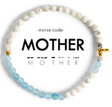 Load image into Gallery viewer, Mother Cloudy Blue/Howlite Morse Code Bracelet
