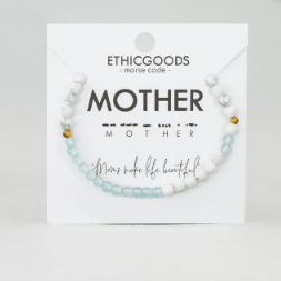 Mother Cloudy Blue/Howlite Morse Code Bracelet