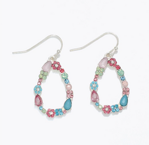 Multi-Color Open Frame Tear Drop Earrings