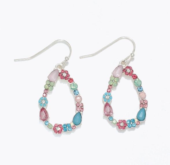 Multi-Color Open Frame Tear Drop Earrings