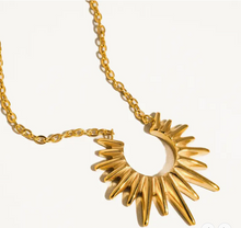 Load image into Gallery viewer, Muse Non-Tarnish Gold Sun Necklace
