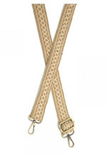 Load image into Gallery viewer, Neutral Straw Diamond Woven Guitar/Purse Strap
