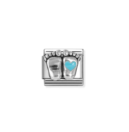 Nomination Composable Link Baby Feet with Blue Heart